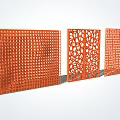 Orange Decorative Screen Walls With Modern Perforated Patterns Design 3d model