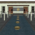 New Chinese style gate building net gate wall 3d model
