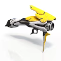 Yellow And Silver Futuristic Sci fi Weapon With Sleek Streamlined Design And Unique Shape 3d model