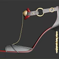 Elegant Transparent High Heels With Red Toe Cap And Golden Chain Details