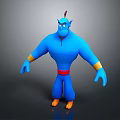 Blue Muscular 3D Game And Movie Character With Red Belt Yellow Cuffs And Orange Shoes
