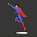 Superman 3D Model Figure In Blue Red Costume On White Base