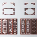 New Chinese-style window hollow window grilles 3d model