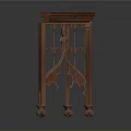 Vintage Wooden Console Table With Ornate Carved Legs And Curved Top
