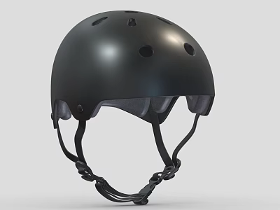 Black Sports Helmet With Ventilation Holes And Adjustable Chin Straps Design 3d model