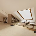 Duplex Living Room Interior Design With Skylight Sofa Bookshelf And Wooden Floor
