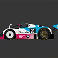 Blue White Pink Racing Car With ChatGPT Livery And Streamlined Sporty Design