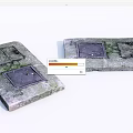 Durable Road Infrastructure Concrete Slabs With Metal Covers And Mossy Surfaces