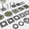 Various Decorative Tree Grates With Different Shapes And Patterns For Urban Landscaping 3d model