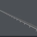 Modern Railway Bridge With Rail Tracks Electric Pylons Concrete Piers And Window Panels