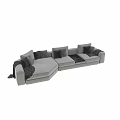 Modern Double Sofa With Plush Pillows And Cozy Blanket Interior Design 3d model