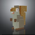 Cute Pixel Art Squirrel Character 3D Model With Friendly Expression Standing Pose 3d model