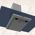 Sleek Gray Elica Kitchen Range Hood With Modern Design And Blue Base