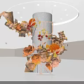 Autumn Themed Floral Installation With Orange Flowers Leaves Column And Letter Decor