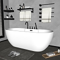 Modern Bathtub Freestanding Bathtub Bathtub Electric Towel Rack Bath Towel Rack Triangle Storage Rack Slippers Floor Mat 3d model