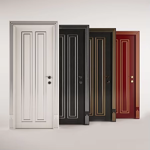Single door bedroom door study door combination 3d model