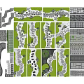 Innovative Garden Path Paving Design Featuring Stone Slabs Brick Patterns And Curved Green Spaces 3d model