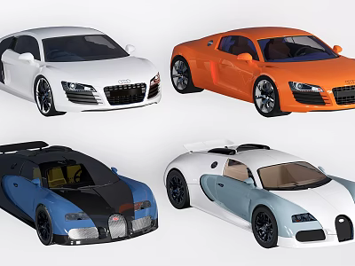 Luxury Sports Cars in Various Colors with Modern Sleek Stylish Exterior Design 3d model