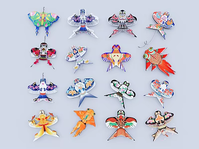 New Chinese Kite Combination 3d model