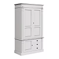 White Modern Wardrobe Cabinet With Double Doors And Bottom Storage Drawers