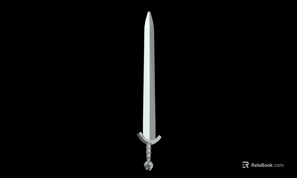 Medieval Silver Sword With Long Sharp Blade And Decorative Hilt 3d model