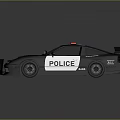 Modern Black Police Car With Flashing Lights Rear Spoiler And POLICE Logo Design