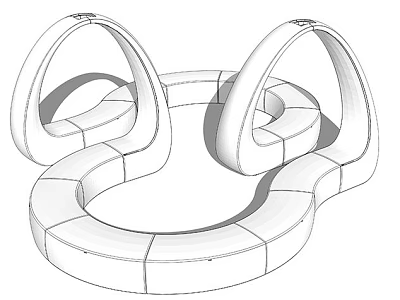 Modern Stool With Curved Arches And Circular Modular Block Base Design 3d model