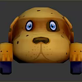 Yellow Dog Shaped Toy Car With Blue Eyes Brown Spots And Blue Wheels