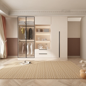 modern wardrobe cream style wardrobe 3d model