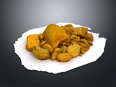 Various Colored Wooden Stone Materials with Different Sizes on White Paper Black Background 3d model