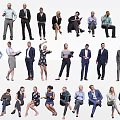 Group of People in Diverse Poses and Various Outfits Standing and Sitting