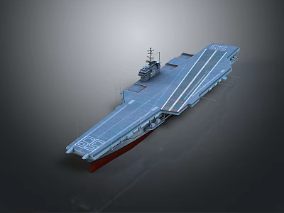 Realistic Aircraft Carrier 3D Model Featuring Flight Deck And Command Tower 3d model