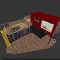 Modern Container Building With Two Units Display Windows Staircase Wooden Deck And String Lights