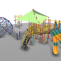 Colorful Outdoor Playground Equipment with Slides Climbing Frames Swings and Canopies
