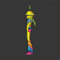 Colorful Game Movie Character 3D Model With Yellow Outfit Green Rings And Pink Gloves