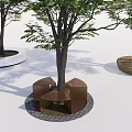 Modern Tree Planter Designs With Geometric Metal Frames And Stone Paving 3d model