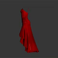 Red Spaghetti Strap Evening Dress With Ruched Bodice And Asymmetrical Hem