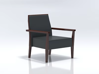 Modern Single Chair With Wooden Frame Black Upholstered Seat And Armrests 3d model
