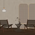 Middle ancient style leisure chair combination screen partition chandelier 3d model