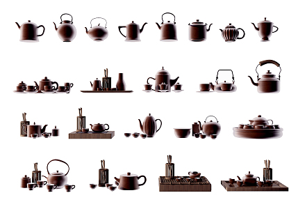 New Chinese Tea Set Tea Set 3d model