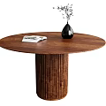 Dining Table Round Table Plant Vase Ornaments Book Coffee Table Coffee Table 3d model
