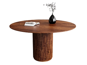 Dining Table Round Table Plant Vase Ornaments Book Coffee Table Coffee Table 3d model