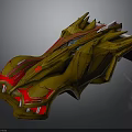 Futuristic Yellow Race Car Model With Red Accents Unique Design Sharp Edges And Complex Structure