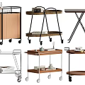 Various Design Mobile Side Tables With Metal Frames And Wooden Shelves