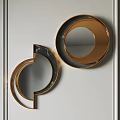 Circular Wall Decor With Gold Frame And Black Accent On White Wall 3d model