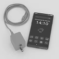 Smartphone With Charger And Charging Cable Showing Time And Weather On Screen