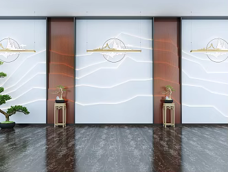 New Chinese background wall 3d model
