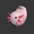 Cute 3D Game and Movie Character With White Body Pink Wings and Red Eyes