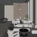 Modern negotiation area Yuanhe Daqian Sales Office negotiation area 3d model