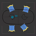 Modern Wooden Oval Dining Table Set with Four Minimalist Matching Chairs